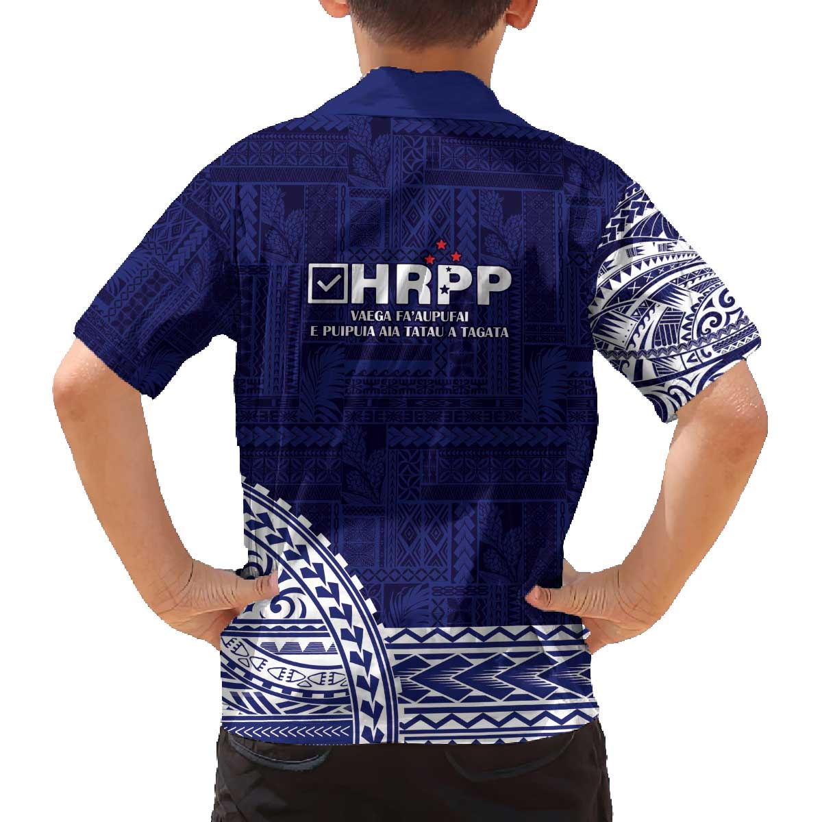 Samoa HRPP Family Matching Off The Shoulder Long Sleeve Dress and Hawaiian Shirt Samoan Motif Patterns LT9 - Polynesian Pride