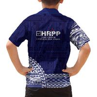 Samoa HRPP Family Matching Off The Shoulder Long Sleeve Dress and Hawaiian Shirt Samoan Motif Patterns LT9 - Polynesian Pride