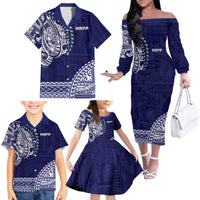 Samoa HRPP Family Matching Off The Shoulder Long Sleeve Dress and Hawaiian Shirt Samoan Motif Patterns LT9 - Polynesian Pride