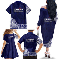 Samoa HRPP Family Matching Off The Shoulder Long Sleeve Dress and Hawaiian Shirt Samoan Motif Patterns LT9 - Polynesian Pride