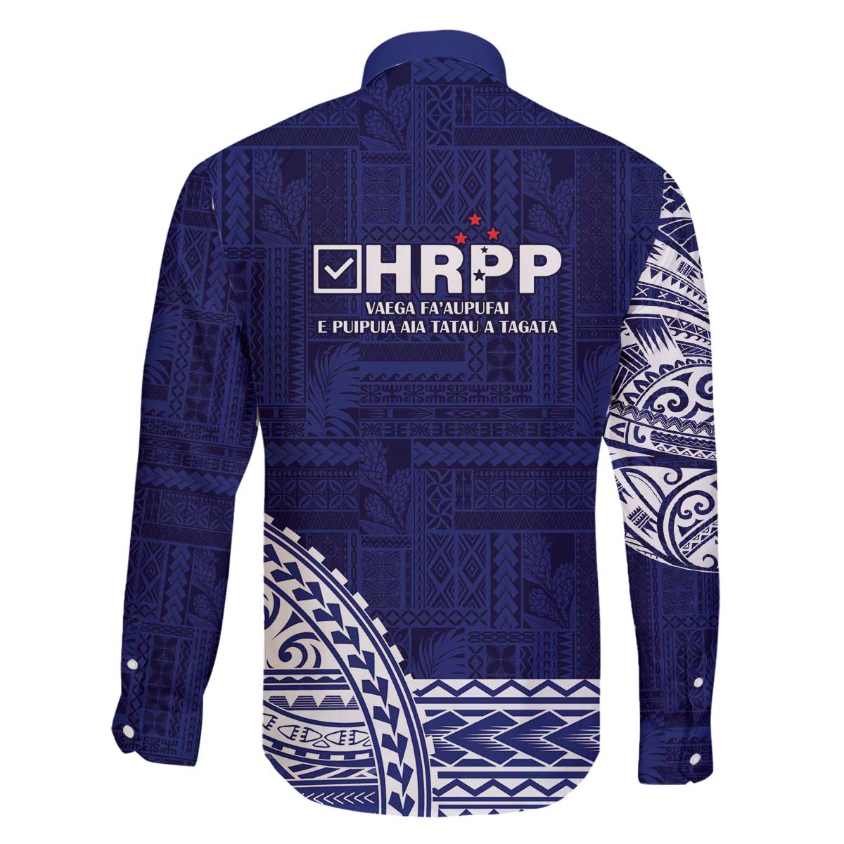 Samoa HRPP Family Matching Off The Shoulder Long Sleeve Dress and Hawaiian Shirt Samoan Motif Patterns LT9 - Polynesian Pride