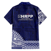 Samoa HRPP Family Matching Off Shoulder Short Dress and Hawaiian Shirt Samoan Motif Patterns - Polynesian Pride