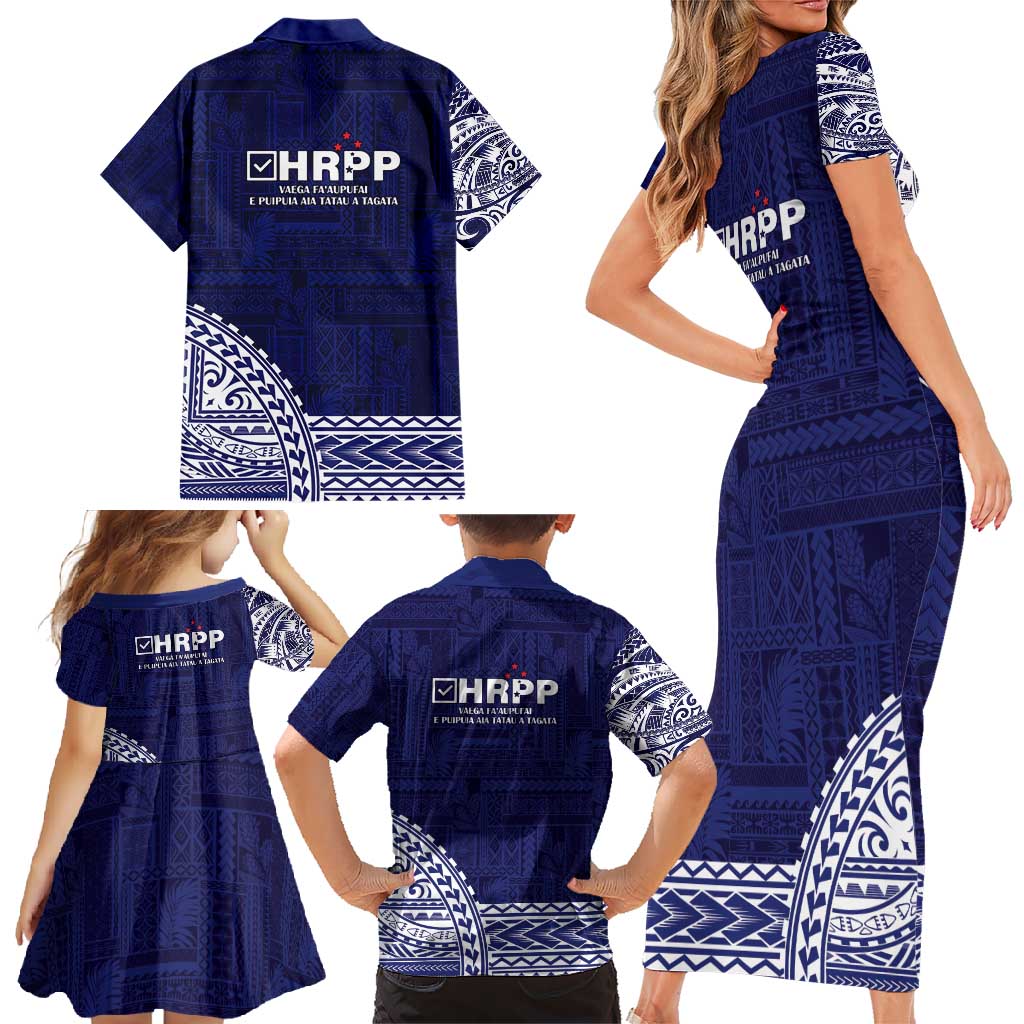 Samoa HRPP Family Matching Short Sleeve Bodycon Dress and Hawaiian Shirt Samoan Motif Patterns LT9 - Polynesian Pride