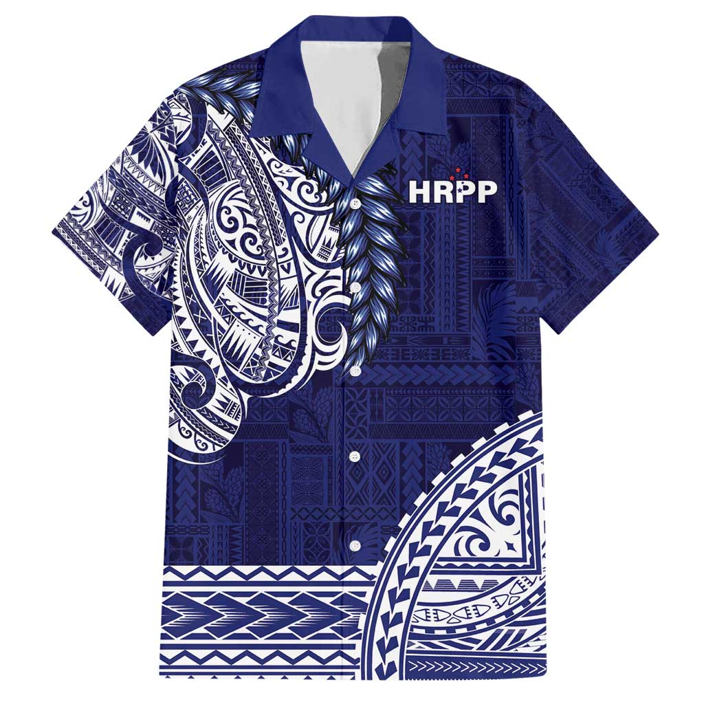 Samoa HRPP Family Matching Short Sleeve Bodycon Dress and Hawaiian Shirt Samoan Motif Patterns LT9 Dad's Shirt - Short Sleeve Blue - Polynesian Pride