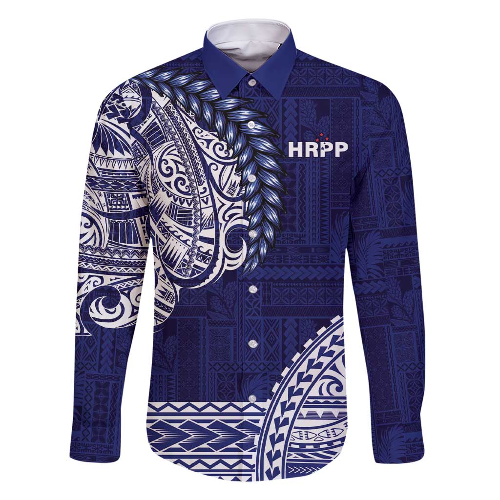 Samoa HRPP Family Matching Short Sleeve Bodycon Dress and Hawaiian Shirt Samoan Motif Patterns LT9 Dad's Shirt - Long Sleeve Blue - Polynesian Pride
