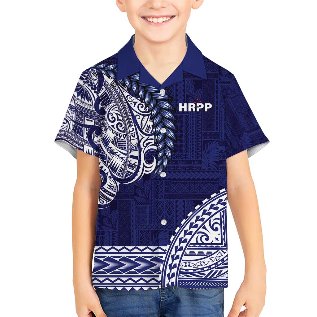 Samoa HRPP Family Matching Short Sleeve Bodycon Dress and Hawaiian Shirt Samoan Motif Patterns LT9 Son's Shirt Blue - Polynesian Pride