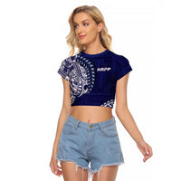 Samoa HRPP Raglan Cropped T Shirt Samoan Motif Patterns - Polynesian Pride