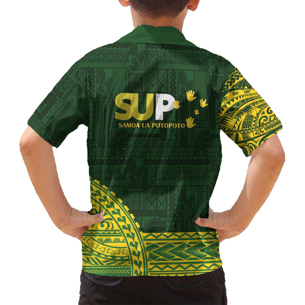 Samoa SUP Family Matching Long Sleeve Bodycon Dress and Hawaiian Shirt Samoan Motif Patterns - Polynesian Pride