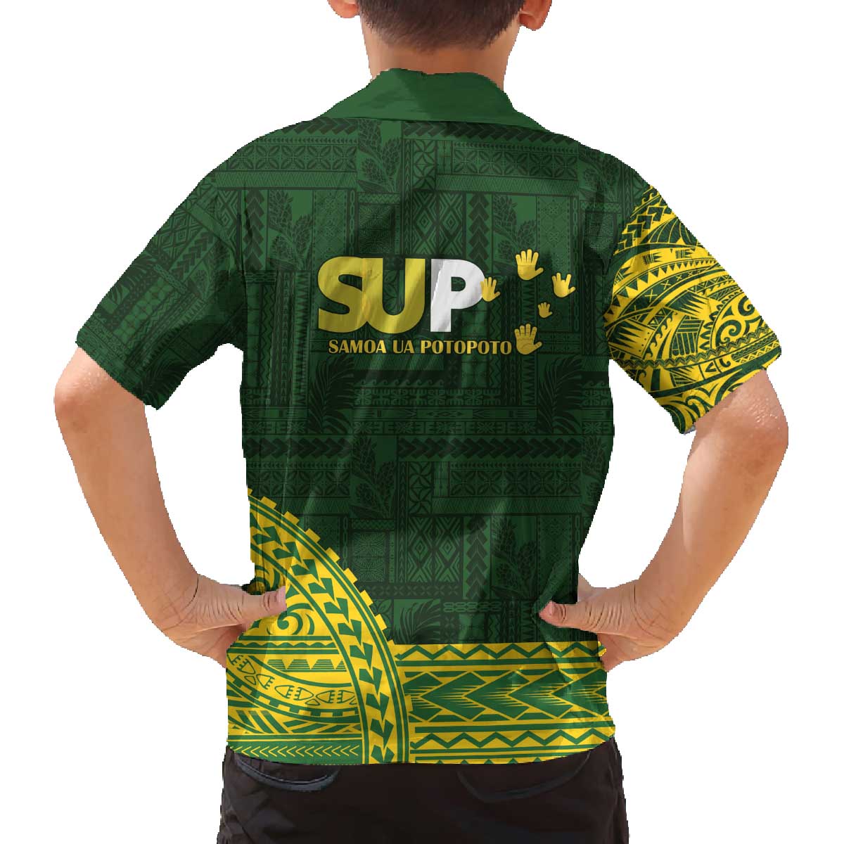 Samoa SUP Family Matching Off The Shoulder Long Sleeve Dress and Hawaiian Shirt Samoan Motif Patterns LT9 - Polynesian Pride