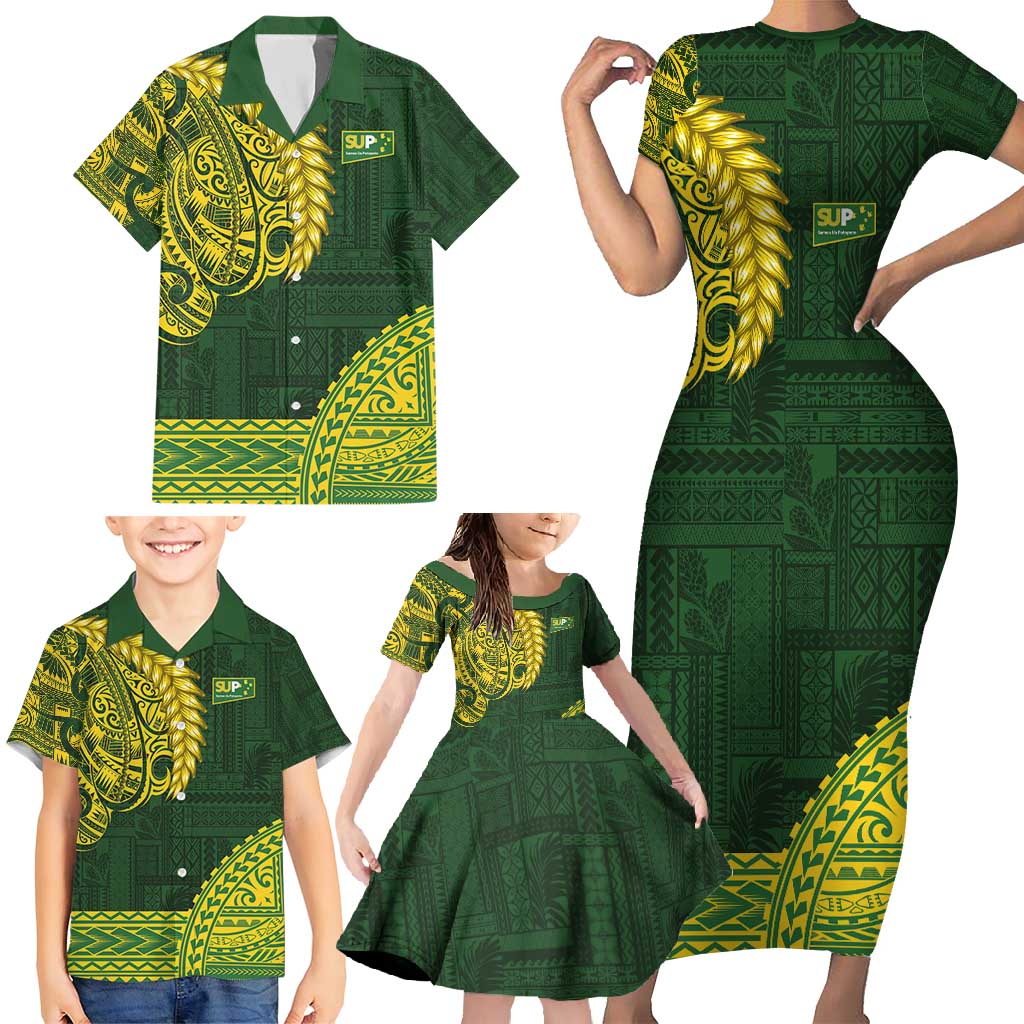 Samoa SUP Family Matching Short Sleeve Bodycon Dress and Hawaiian Shirt Samoan Motif Patterns LT9 - Polynesian Pride