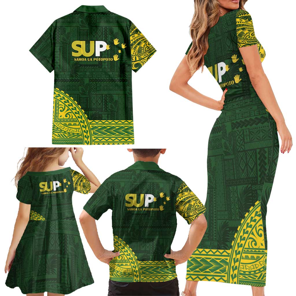 Samoa SUP Family Matching Short Sleeve Bodycon Dress and Hawaiian Shirt Samoan Motif Patterns LT9 - Polynesian Pride