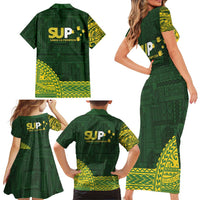 Samoa SUP Family Matching Short Sleeve Bodycon Dress and Hawaiian Shirt Samoan Motif Patterns LT9 - Polynesian Pride