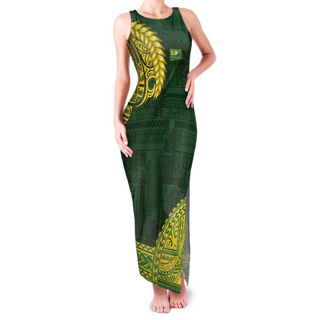 Samoa SUP Family Matching Tank Maxi Dress and Hawaiian Shirt Samoan Motif Patterns - Polynesian Pride
