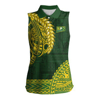 Samoa SUP Women Sleeveless Polo Shirt Samoan Motif Patterns LT9 Female Green - Polynesian Pride