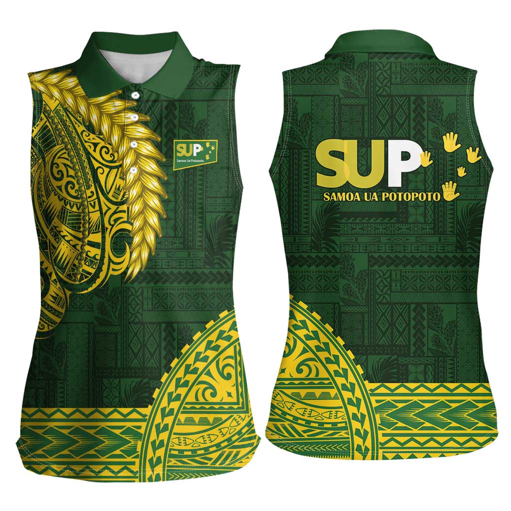 Samoa SUP Women Sleeveless Polo Shirt Samoan Motif Patterns LT9 - Polynesian Pride