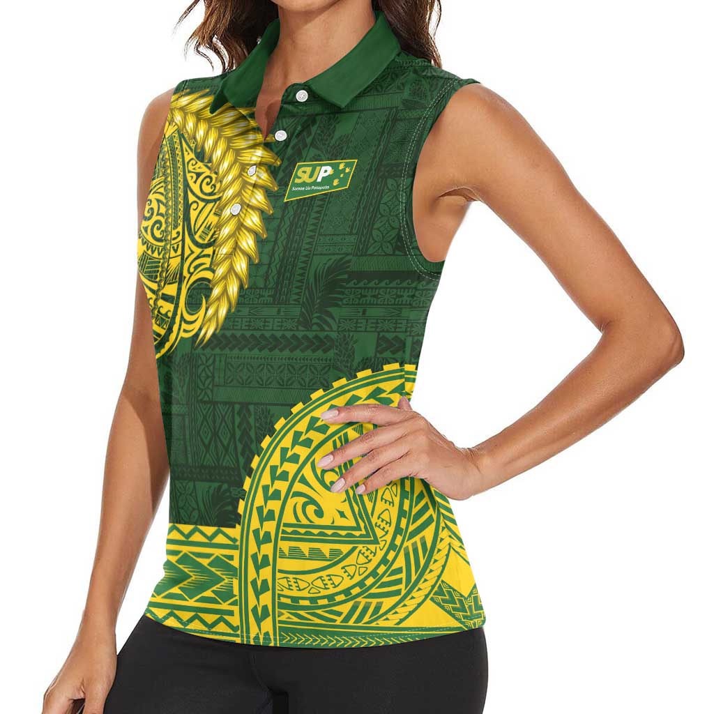 Samoa SUP Women Sleeveless Polo Shirt Samoan Motif Patterns LT9 - Polynesian Pride