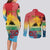 Personalised Torba PNG Day Couples Matching Long Sleeve Bodycon Dress and Long Sleeve Button Shirt Oro Tapa Pattern - Polynesian Pride