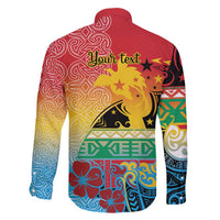 Personalised Torba PNG Day Family Matching Long Sleeve Bodycon Dress and Hawaiian Shirt Oro Tapa Pattern LT9 - Polynesian Pride