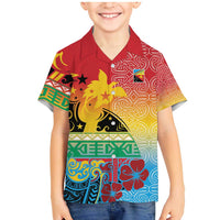 Personalised Torba PNG Day Family Matching Mermaid Dress and Hawaiian Shirt Oro Tapa Pattern LT9 Son's Shirt Green - Polynesian Pride