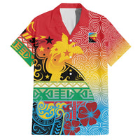 Personalised Torba PNG Day Family Matching Off The Shoulder Long Sleeve Dress and Hawaiian Shirt Oro Tapa Pattern LT9 Dad's Shirt - Short Sleeve Green - Polynesian Pride