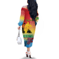 Personalised Torba PNG Day Family Matching Off The Shoulder Long Sleeve Dress and Hawaiian Shirt Oro Tapa Pattern LT9 - Polynesian Pride