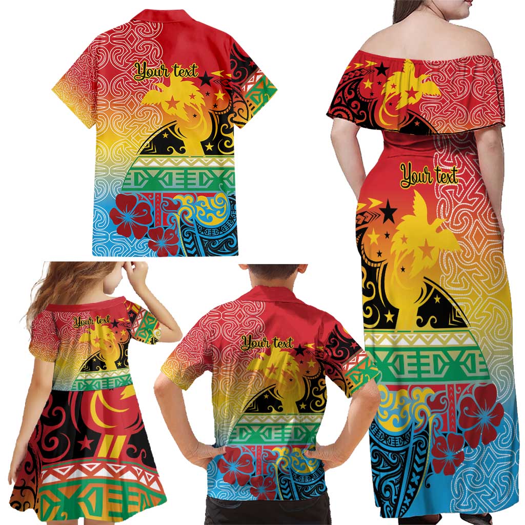 Personalised Torba PNG Day Family Matching Off Shoulder Maxi Dress and Hawaiian Shirt Oro Tapa Pattern LT9 - Polynesian Pride