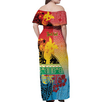 Personalised Torba PNG Day Family Matching Off Shoulder Maxi Dress and Hawaiian Shirt Oro Tapa Pattern LT9 - Polynesian Pride