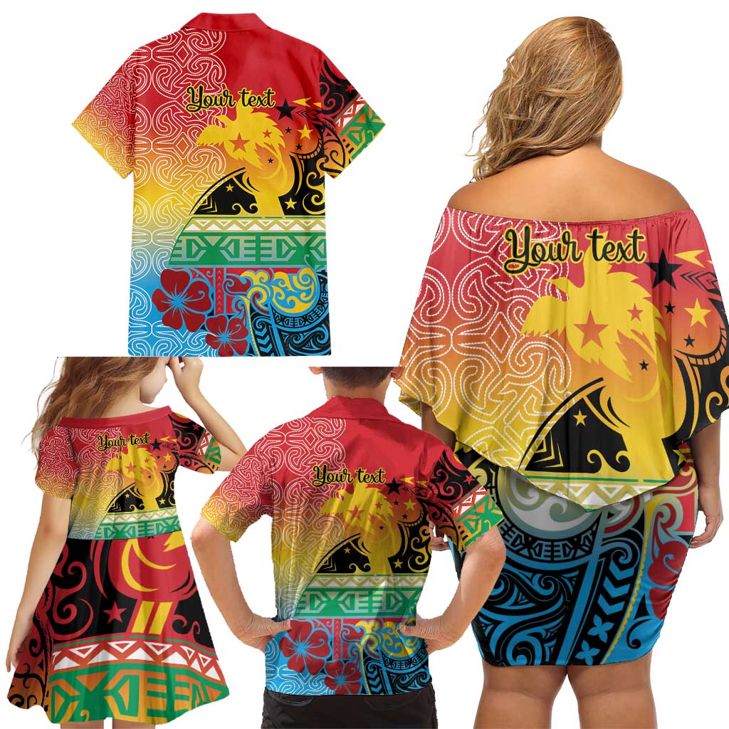 Personalised Torba PNG Day Family Matching Off Shoulder Short Dress and Hawaiian Shirt Oro Tapa Pattern LT9 - Polynesian Pride