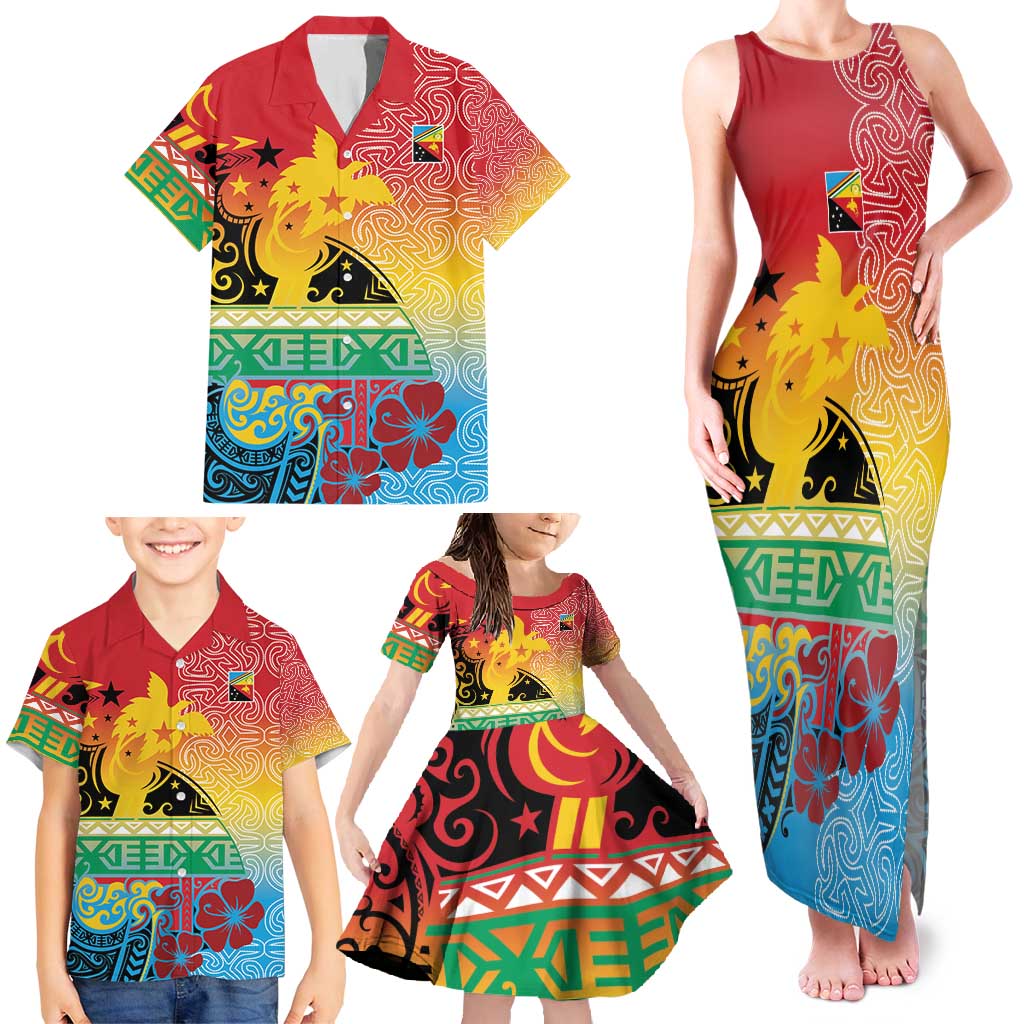 Personalised Torba PNG Day Family Matching Tank Maxi Dress and Hawaiian Shirt Oro Tapa Pattern LT9 - Polynesian Pride