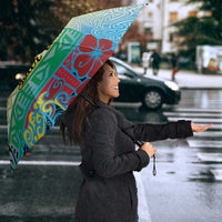 Personalised Torba PNG Day Umbrella Oro Tapa Pattern - Polynesian Pride