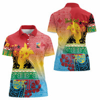 Personalised Torba PNG Day Women Polo Shirt Oro Tapa Pattern - Polynesian Pride