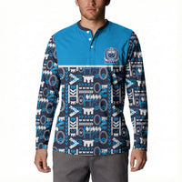 Samoan Warrior Island Heritage Button Sweatshirt Ocean Island Geometry Blue Style LT9 - Polynesian Pride