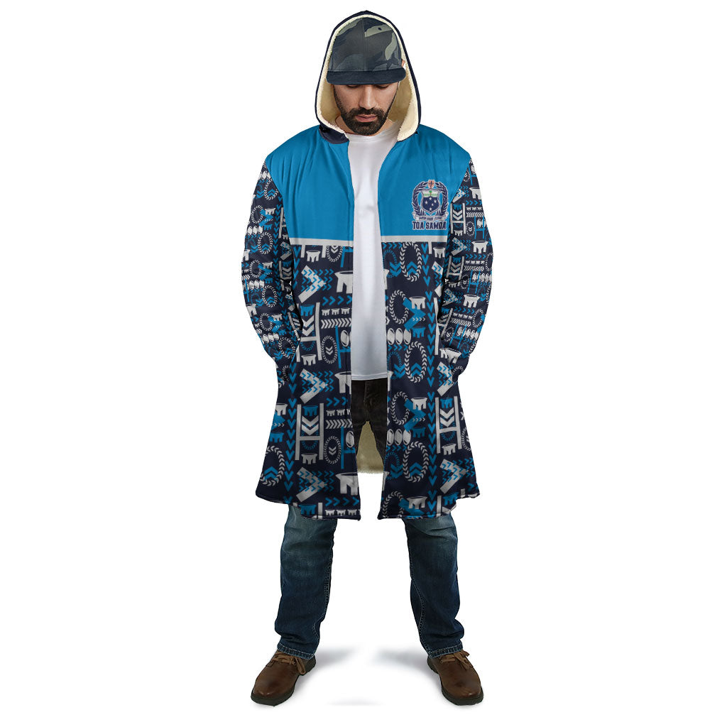 Samoan Warrior Island Heritage Cloak Ocean Island Geometry Blue Style LT9 - Polynesian Pride