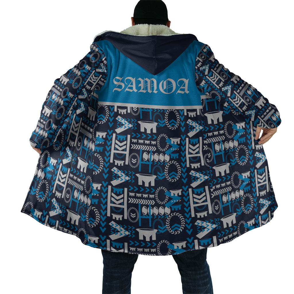Samoan Warrior Island Heritage Cloak Ocean Island Geometry Blue Style LT9 - Polynesian Pride