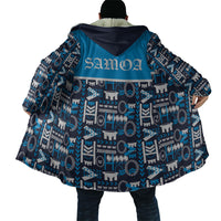 Samoan Warrior Island Heritage Cloak Ocean Island Geometry Blue Style LT9 - Polynesian Pride