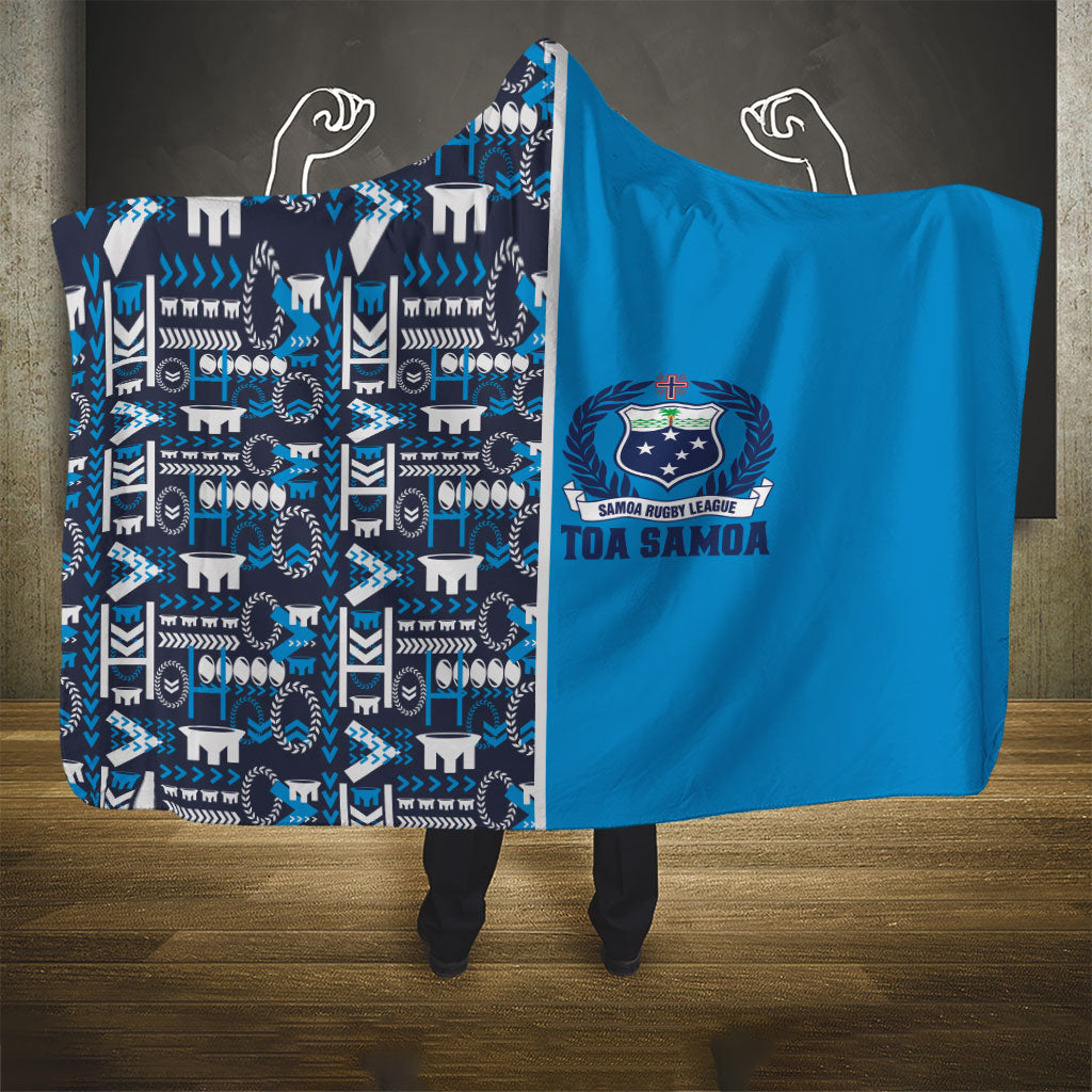 Samoan Warrior Island Heritage Hooded Blanket Ocean Island Geometry Blue Style LT9 - Polynesian Pride