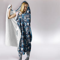 Samoan Warrior Island Heritage Hooded Blanket Ocean Island Geometry Blue Style LT9 - Polynesian Pride