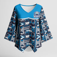 Samoan Warrior Island Heritage Kimono Sleeve Blouse Ocean Island Geometry Blue Style LT9 Female Blue - Polynesian Pride