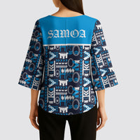 Samoan Warrior Island Heritage Kimono Sleeve Blouse Ocean Island Geometry Blue Style LT9 - Polynesian Pride