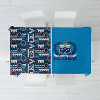 Samoan Warrior Island Heritage Tablecloth Ocean Island Geometry Blue Style LT9 Blue - Polynesian Pride