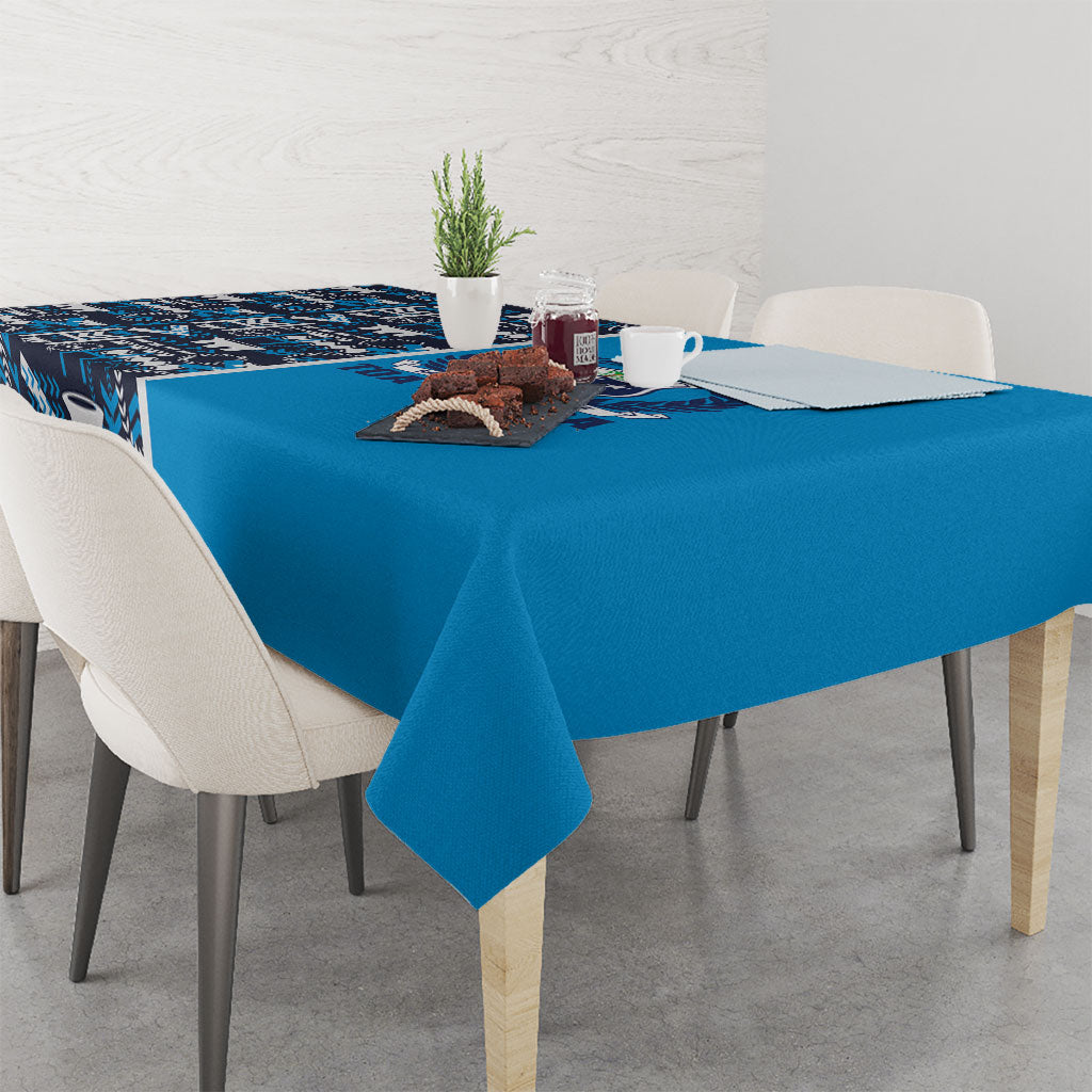 Samoan Warrior Island Heritage Tablecloth Ocean Island Geometry Blue Style LT9 - Polynesian Pride