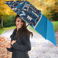 Samoan Warrior Island Heritage Umbrella Ocean Island Geometry Blue Style LT9 - Polynesian Pride