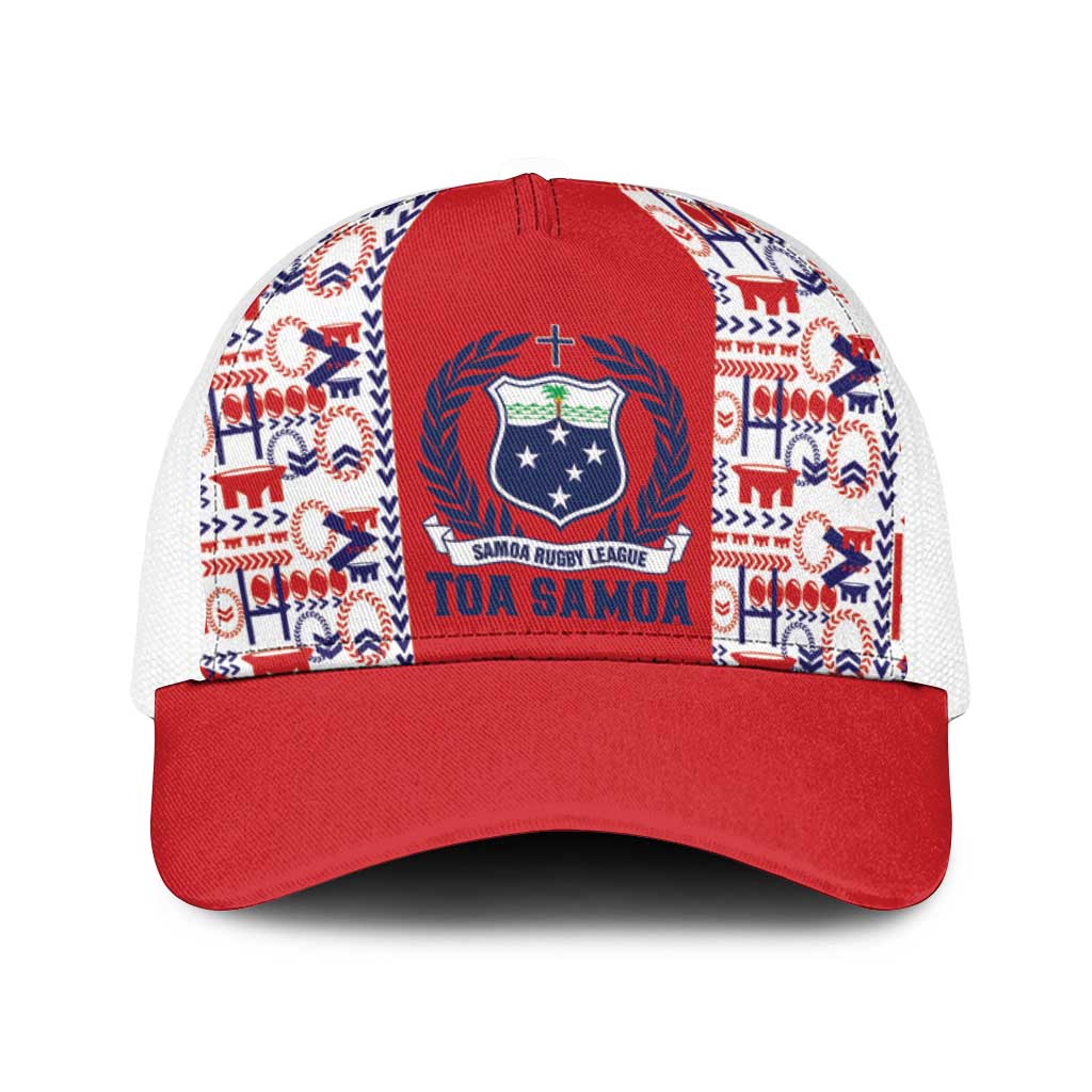 Samoan Warrior Island Heritage Baseball Net Cap Ocean Island Geometry Red Style LT9 One Size White Red - Polynesian Pride