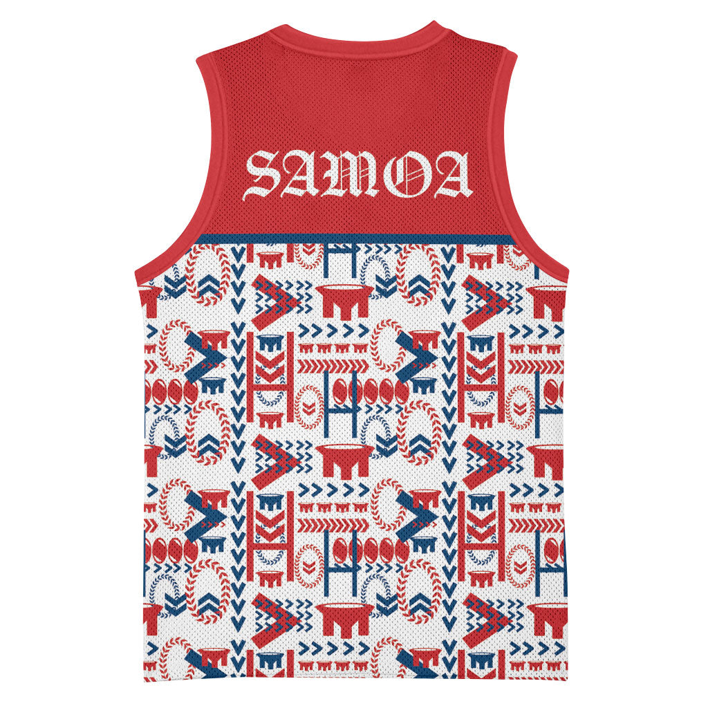 Samoan Warrior Island Heritage Basketball Jersey Ocean Island Geometry Red Style LT9 - Polynesian Pride