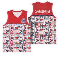 Samoan Warrior Island Heritage Basketball Jersey Ocean Island Geometry Red Style LT9 - Polynesian Pride