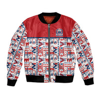 Samoan Warrior Island Heritage Bomber Jacket Ocean Island Geometry Red Style LT9 Unisex Red - Polynesian Pride
