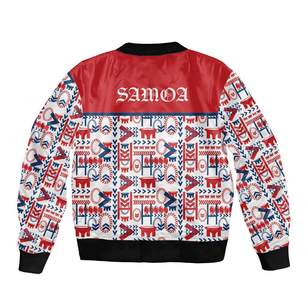 Samoan Warrior Island Heritage Bomber Jacket Ocean Island Geometry Red Style LT9 - Polynesian Pride