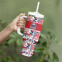 Samoan Warrior Island Heritage Tumbler With Handle Ocean Island Geometry Red Style LT9 - Polynesian Pride