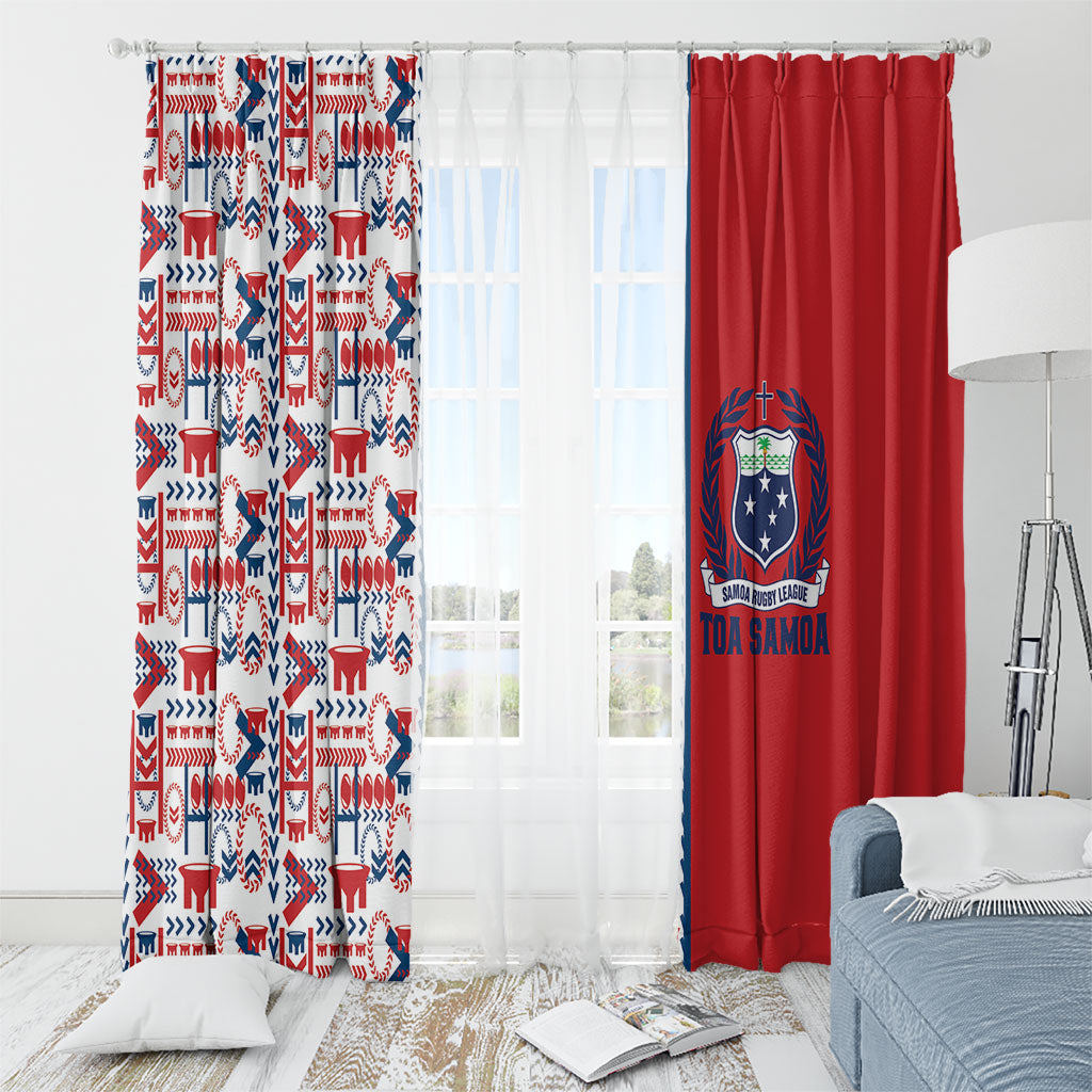 Samoan Warrior Island Heritage Window Curtain Ocean Island Geometry Red Style LT9 - Polynesian Pride
