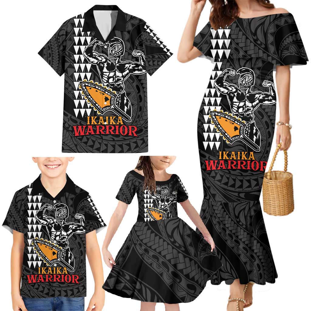 Aloha Spirit Ikaika Warrior Helmet Family Matching Mermaid Dress and Hawaiian Shirt LT9 - Polynesian Pride